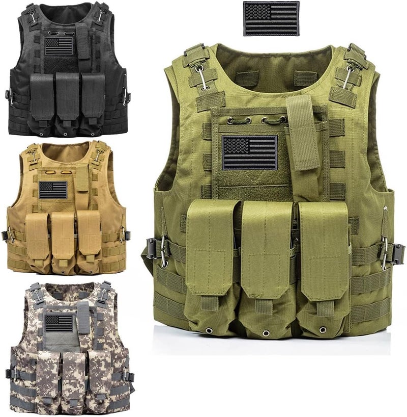 AZB Tactical Vest Adjustable Airsoft Paintball Vest with Removable Pouch - Image 1